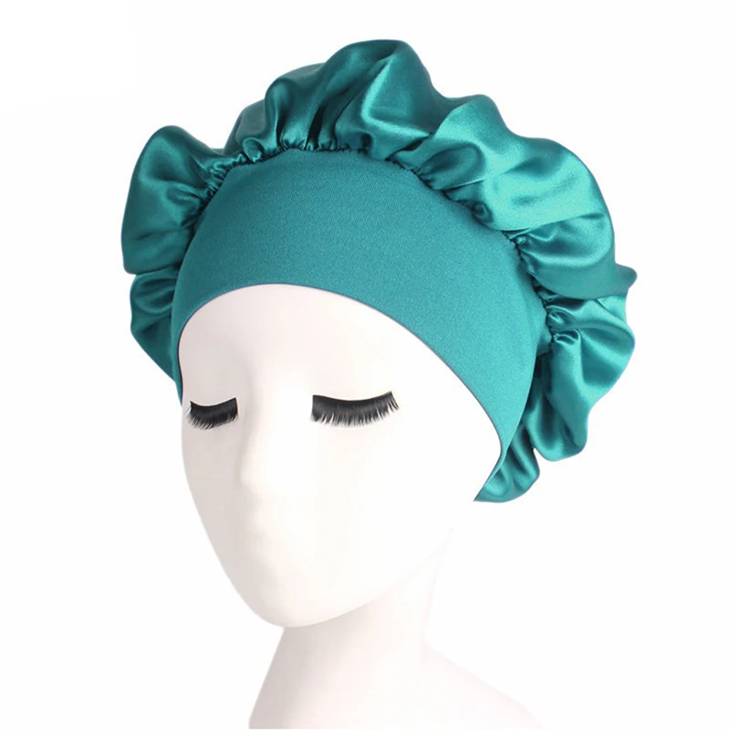 

Adjust Solid Satin Bonnet Hair Styling Cap Long Hair Care Women Night Sleep Hat Silk Head Wrap Shower Cap Hair Styling Tools