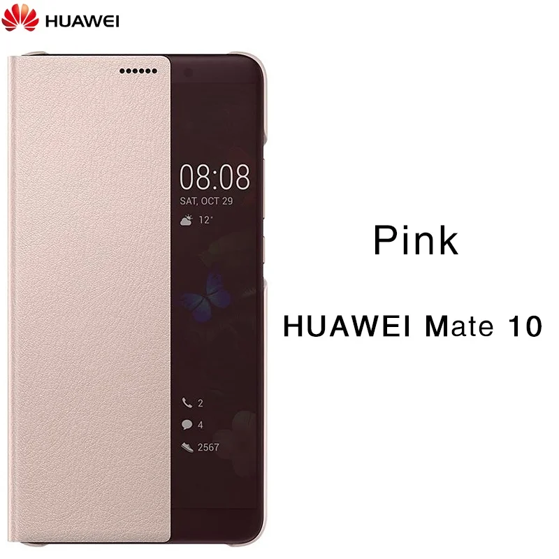 Mate 10 Pink Официальное для Huawei Mate 10 чехол Умная спальная кобура для Huawei MATE10 pro Флип чехол Прозрачное окно Телефонная кобура Дайте кабель для зарядки / MATE10 чехол / MATE 10 Pro чехол / mate 10pro чехол - Цвет: Mate 10 Pink