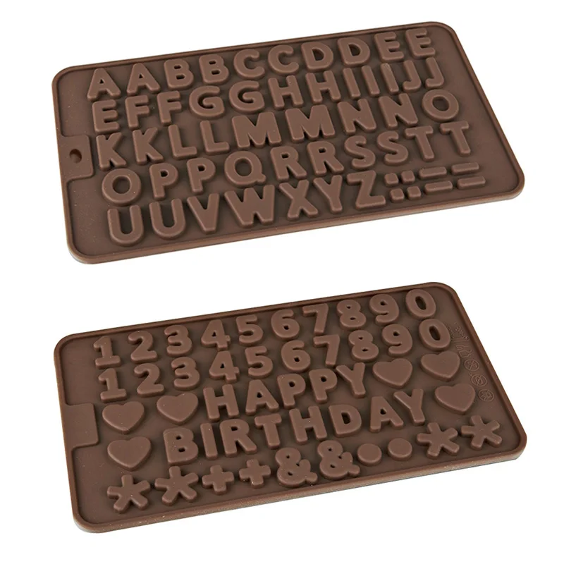 

New 3D 26 Letters Shape/0-9 Numers Chocolate Molds Happy Birthday Words Cake Mold Pudding Dessert Decoration Mould SCI88