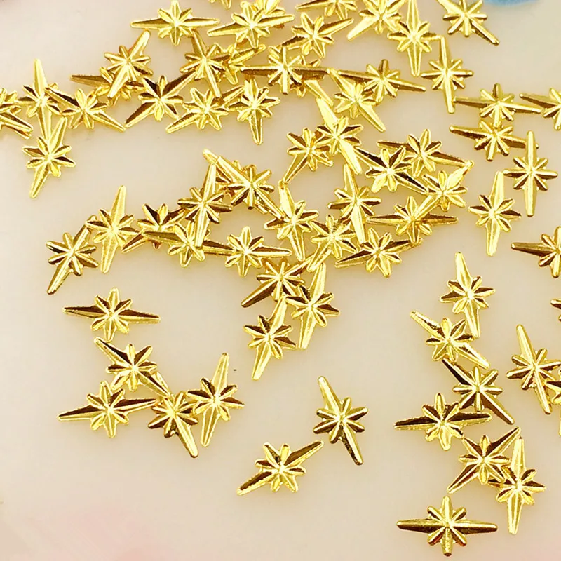 1000 шт золотой серебряный крест звезда заклепки Тонкий 3D Металл Япония Корея
