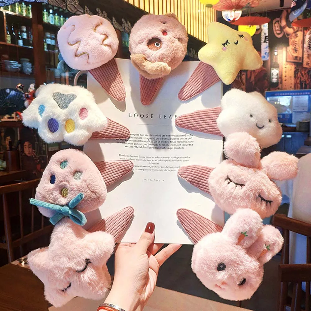 

New Korean Cute Face Wash Hair Clip Oversized Fruit Plush Hair Clip Female Cartoon Barrette Hairpin BB Clip Face Wash Hair Clip