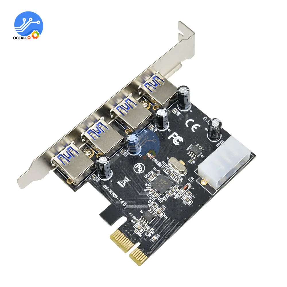 

4-портовая карта расширения USB 3,0 PCI-e, скорость 5 Гбит/с, PCI Express PCIe USB 3,0, адаптер концентратора, контроллер USB 3 0 PCI E Express, адаптер