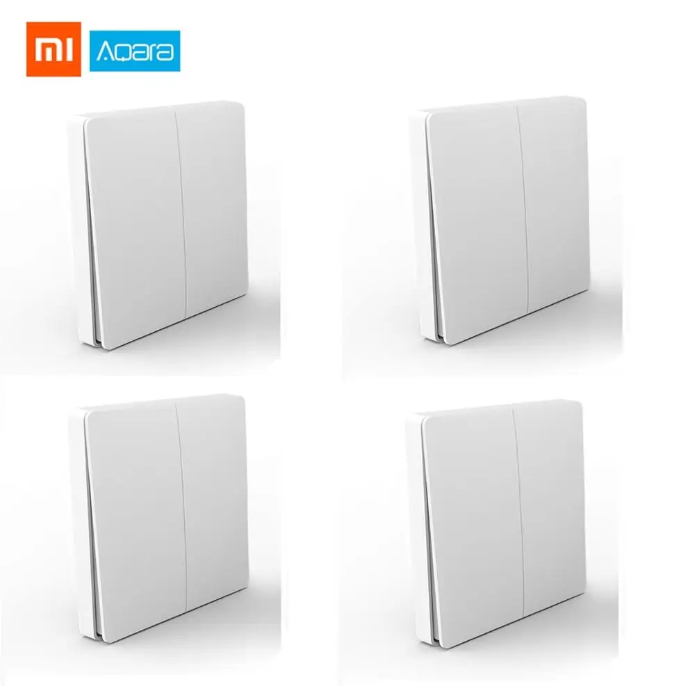 4 pcs Double Key Xiao mi Aqara, умный переключатель, светильник, дистанционное управление, ZiGBee, wifi, беспроводной ключ, настенный переключатель, работает с mi jia mi Aqara, приложение для дома - Цвет: 4 pcs Double Key