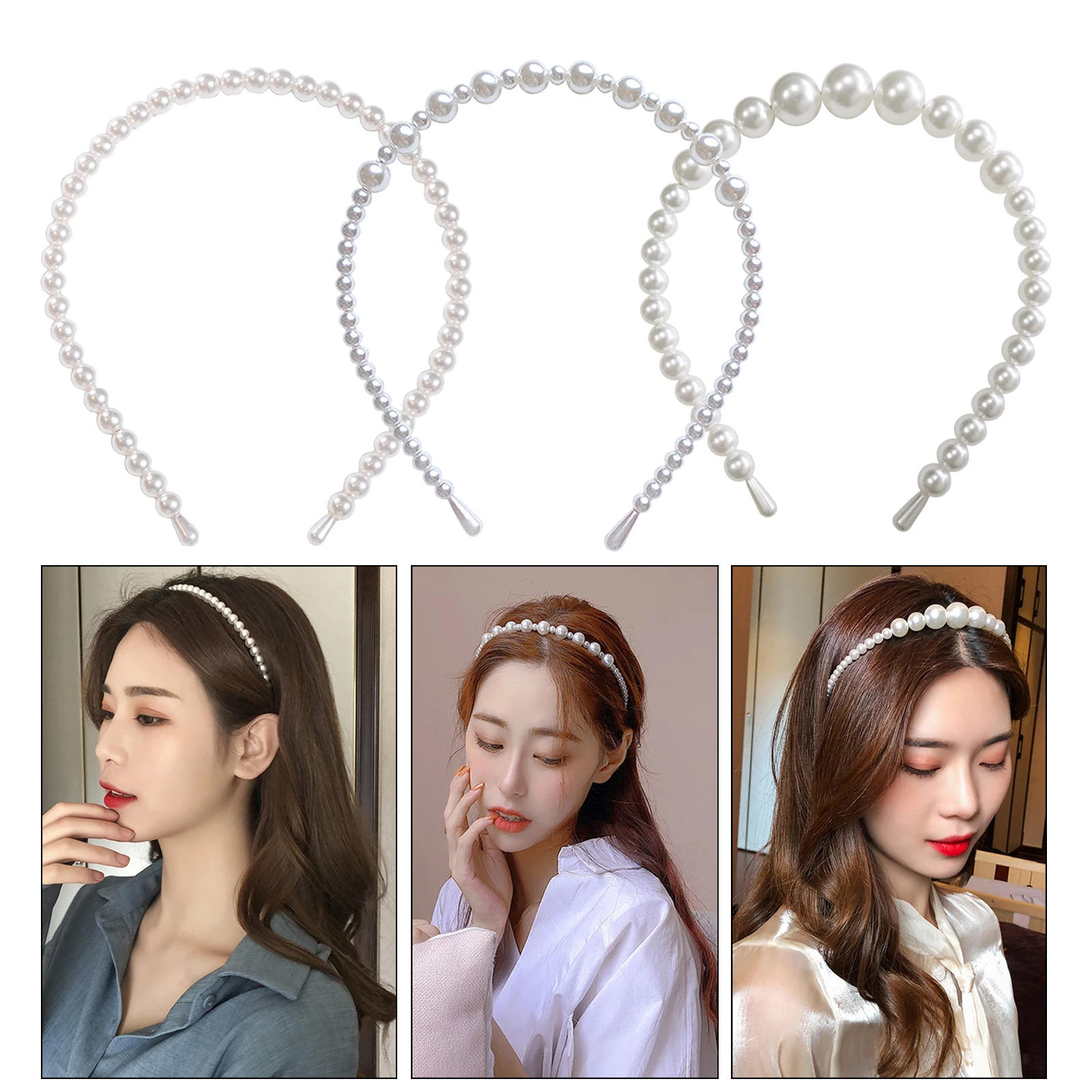 

Lady Pearl Headband Bride Hairbands Wedding Party Barrette Styling Tools