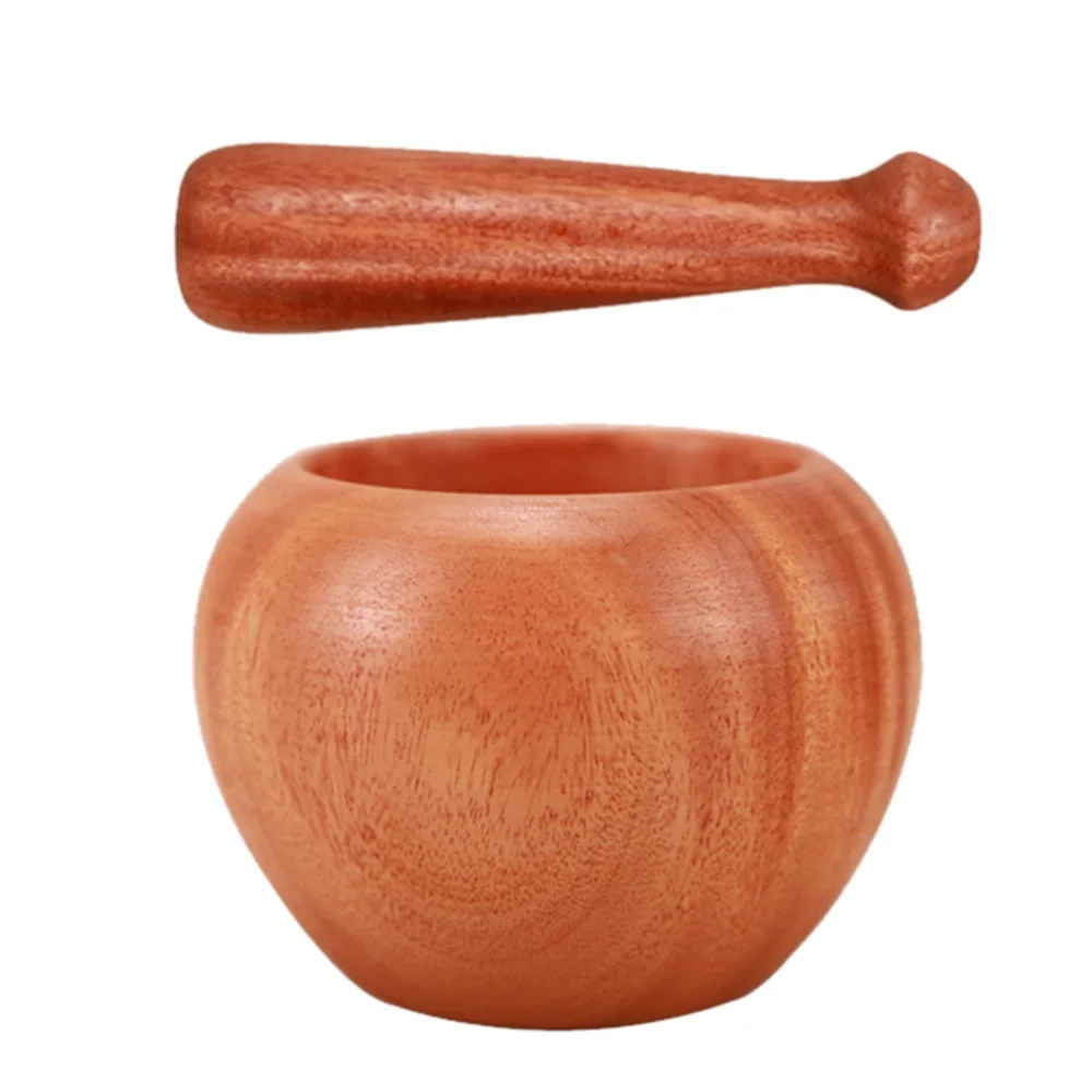 

1 Set Wood Garlic Grinder Manual Mortar Pestle kit Kitchen Supplies (Log Color)