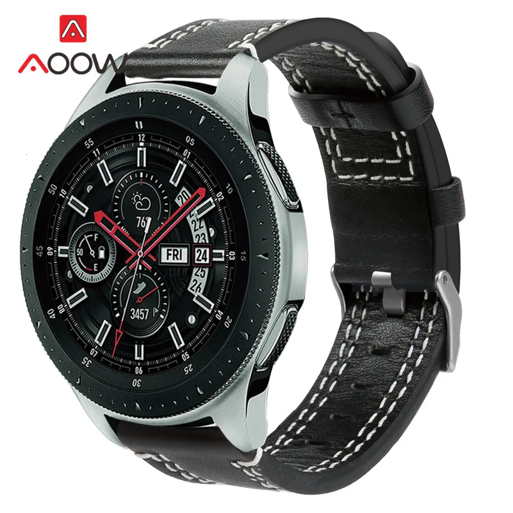 22 мм ремешок из натуральной кожи для samsung Galaxy Watch 46 мм gear S3 huawei GT Amazfit Stratos Pace Line быстросъемный браслет