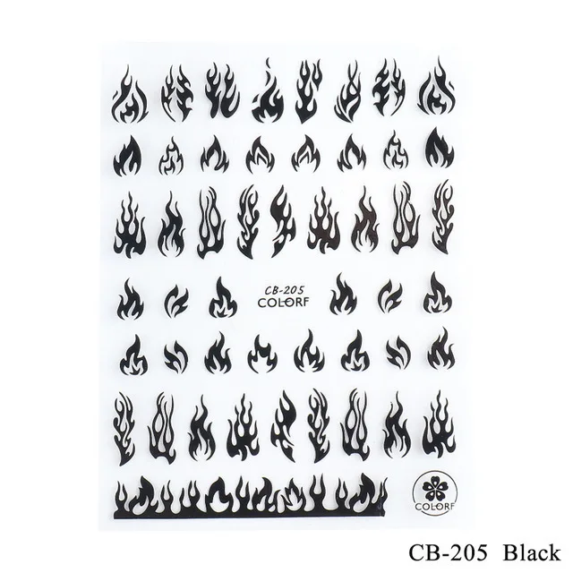 

3D Holographic Fire Flame Nail Stickers Slider Gold Black New Year Manicure Decals DIY Nail Art Decorations Decor Tool GLCB205