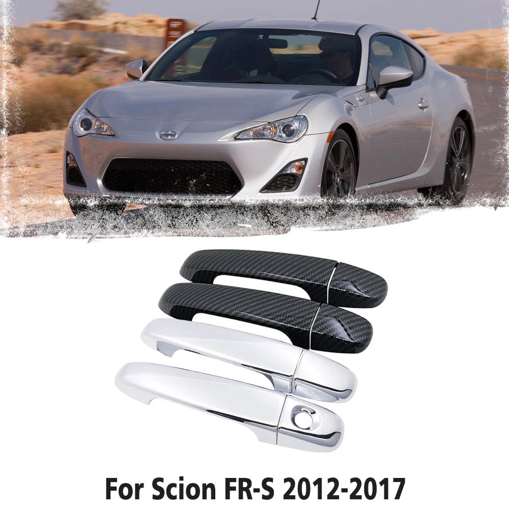 Black Carbon Fiber handle Or Chrome Side Door Cover Trim Set for Scion FR-S 2012~2017  Car Accessories Stickers 2013 2014 2015