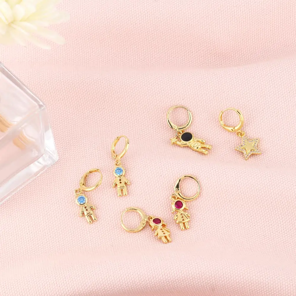 Симпатичные золотистые мини-серьги в форме звезды для женщин CZ серьги мальчика и