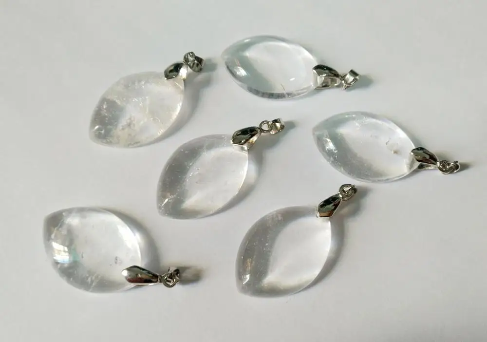 

Wholesale 2pcs Natural Clear Quartz Rock Crystal Bead Pendant,Eye shape 18x25mm for jewelry necklace