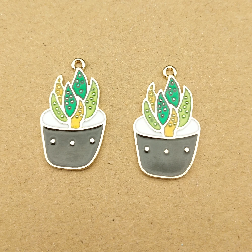 

10pcs 15x25mm enamel pot culture charm for jewelry making earring pendant bracelet and necklace charms