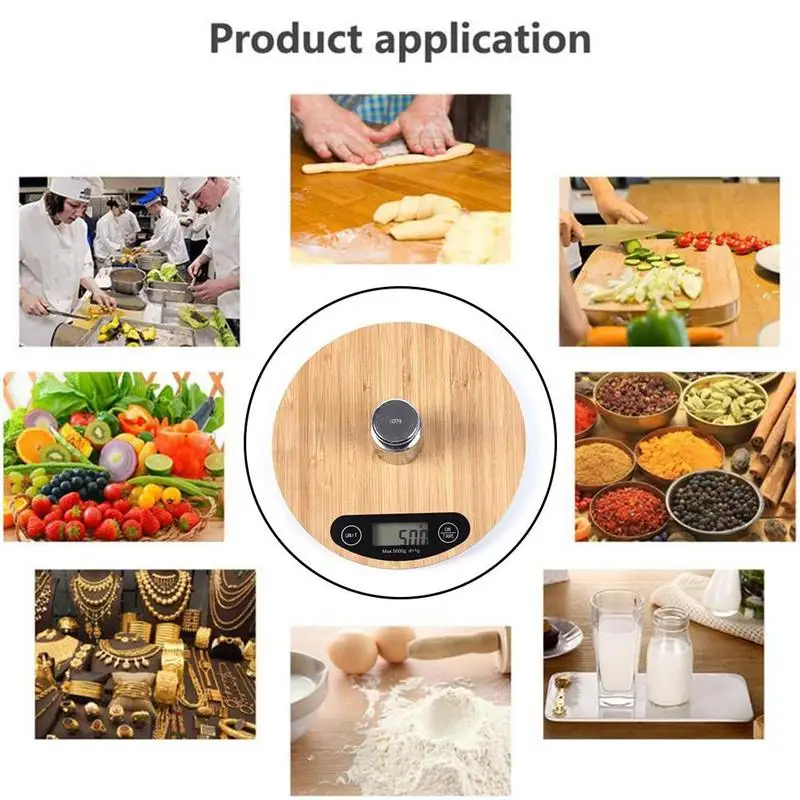 Бамбуковая панель 5 кг 1 г электронные кухонные весы креативная шкала весовые