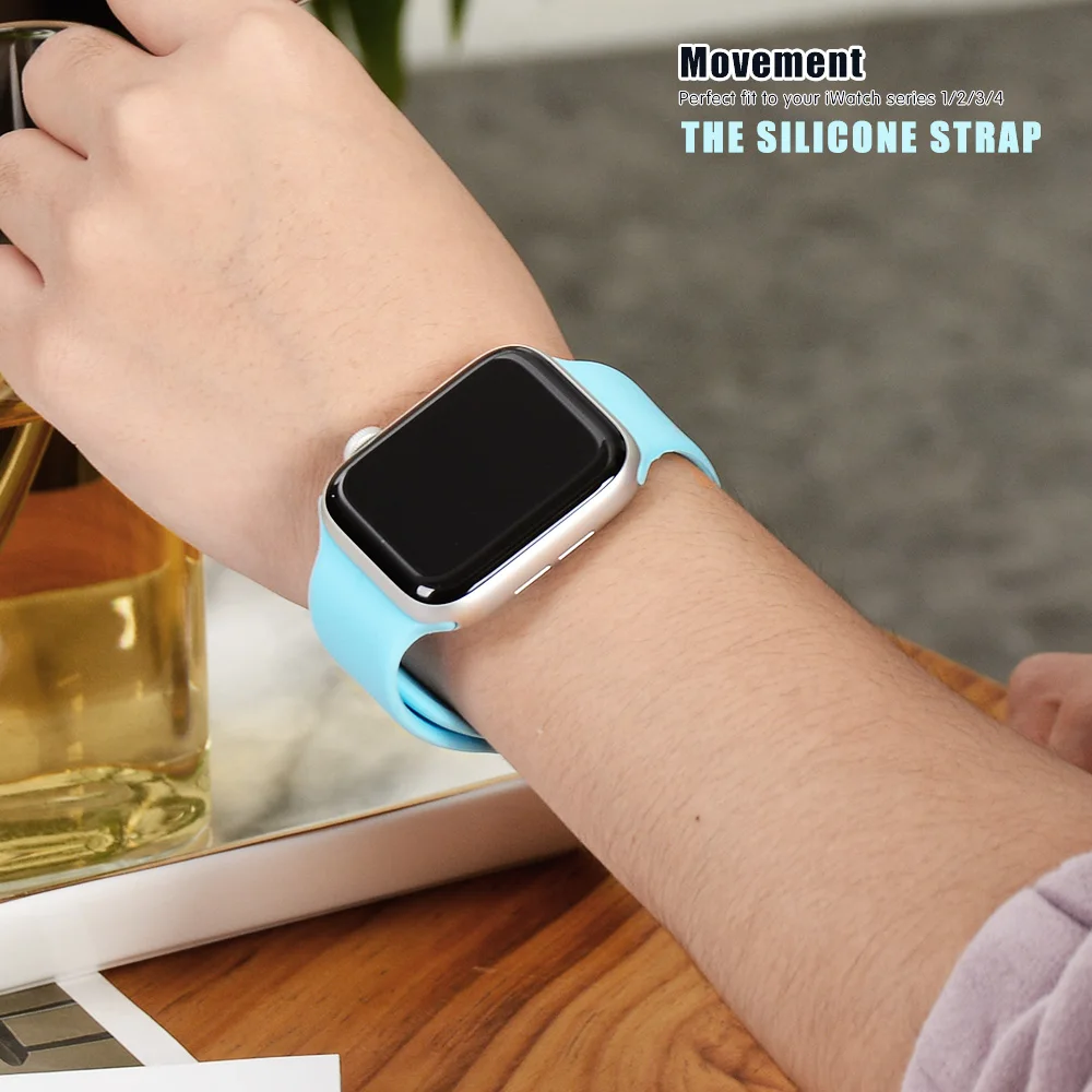 Мягкий силиконовый сменный спортивный ремешок для Apple Watch версии 4, 3, 2, 1, 42 мм, 38 мм, браслет на запястье, ремешок для iWatch 4, 40 мм, 44 мм, спортивный