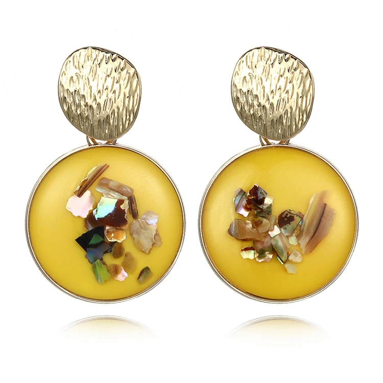 2019 корейские цветные серьги из смолы круглые желтые висячие капельки для женщин