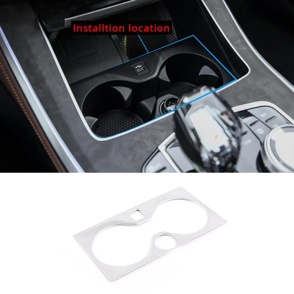 

Interior Mouldings 1pcs ABS Chrome Car Center Cup Holder Decoration Frame Trim for BMW X5 G05 2019 Model Accessories