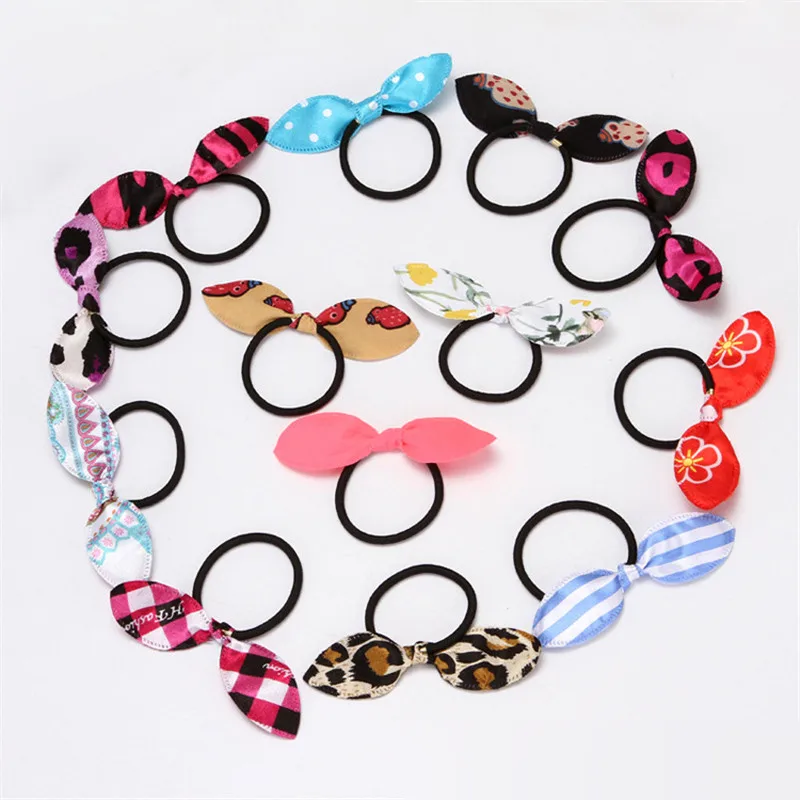 

20Pcs Korean Fashion Elastic Hair Band Rabbit Ears Headband Girls Hair Accessories Rubber Scrunchie Ponytail Holder Headdress