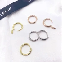 new creative real gold color plated brass round hoop earrings for women half open geometric glossy earrings girls jewelry gifts