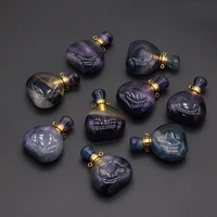 charms natural fluorites perfume bottle pendant essential oil diffuser natural stone pendant for women jewerly necklace 25x40mm