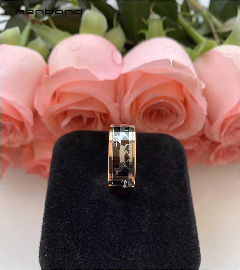 Кольца из розового золота и вольфрама для мужчин женщин семейство оленей с