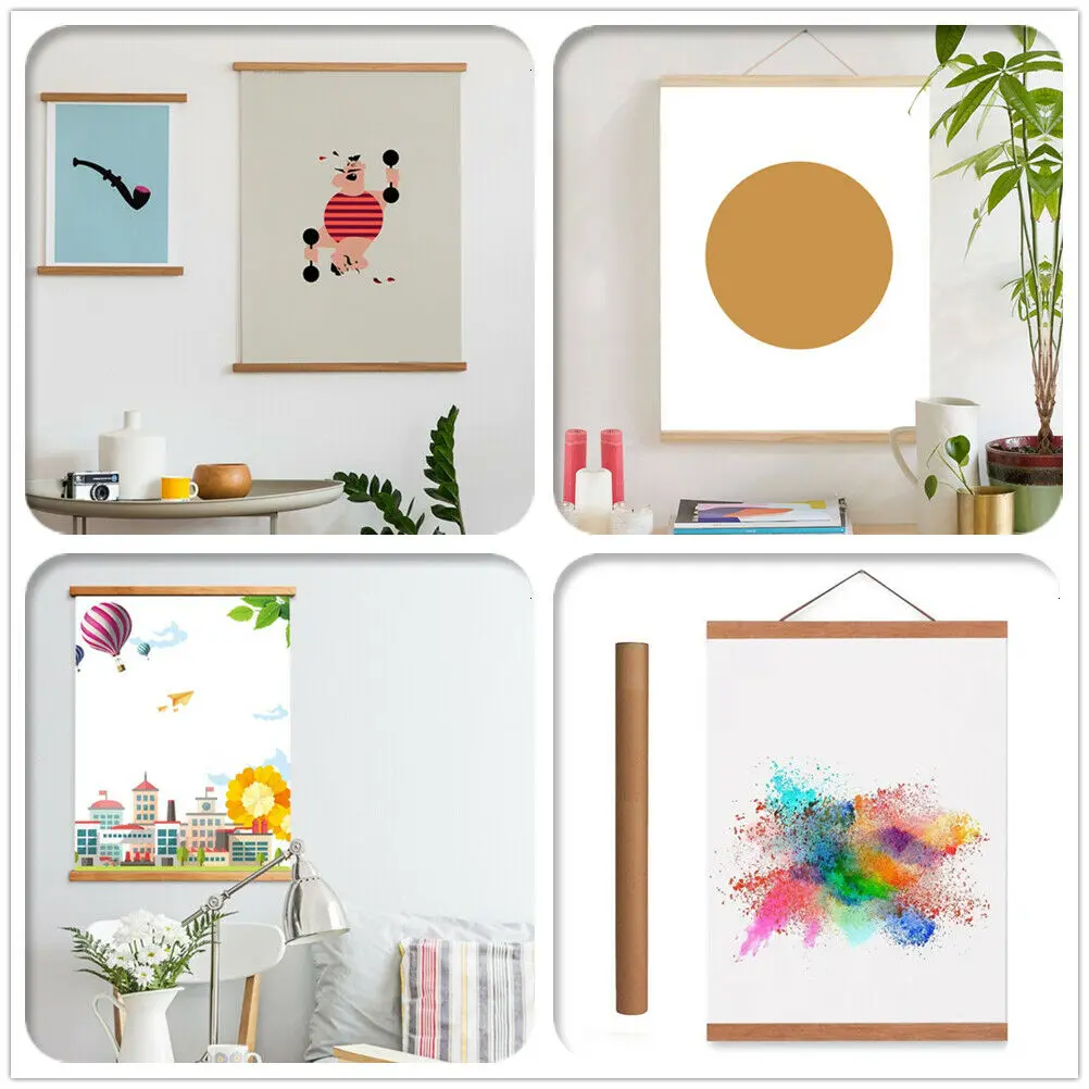 Магнитная деревянная фоторамка для гостиной декоративный постер Свиток печать