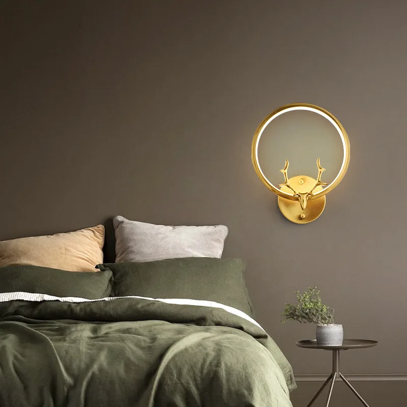 Спальня Античная Медь рога бра прикроватные Гостиная ТВ фон Ванная комната