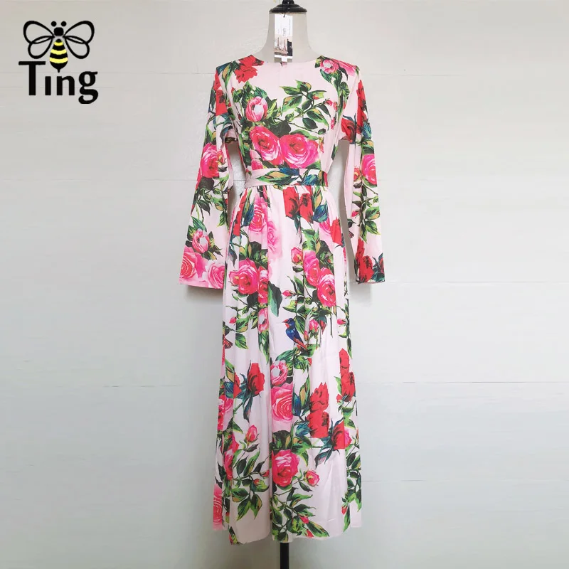 Женское шифоновое платье средней длины с цветочным принтом | Женская одежда