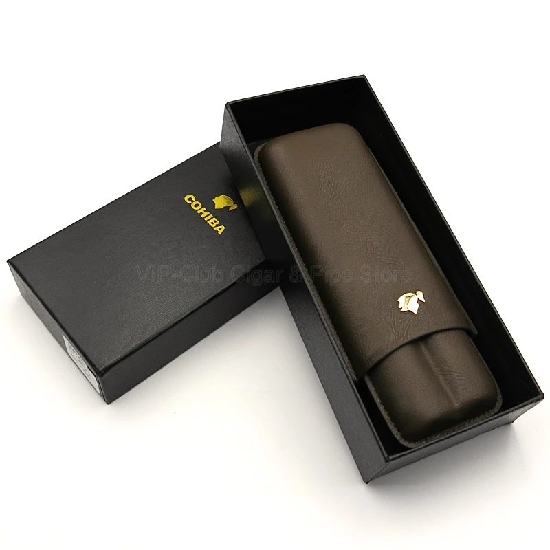 COHIBA гаджеты из натуральной кожи портативные 2 трубки сигары держатель кожаный