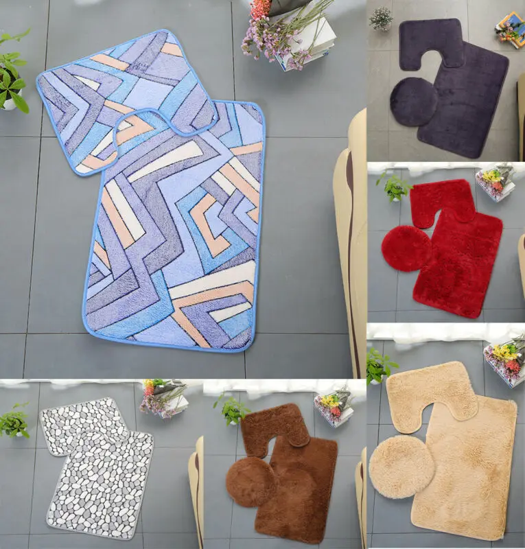 3 шт. комплект ковров Ванная комната нескользящий коврик для ванной комнаты Кухня