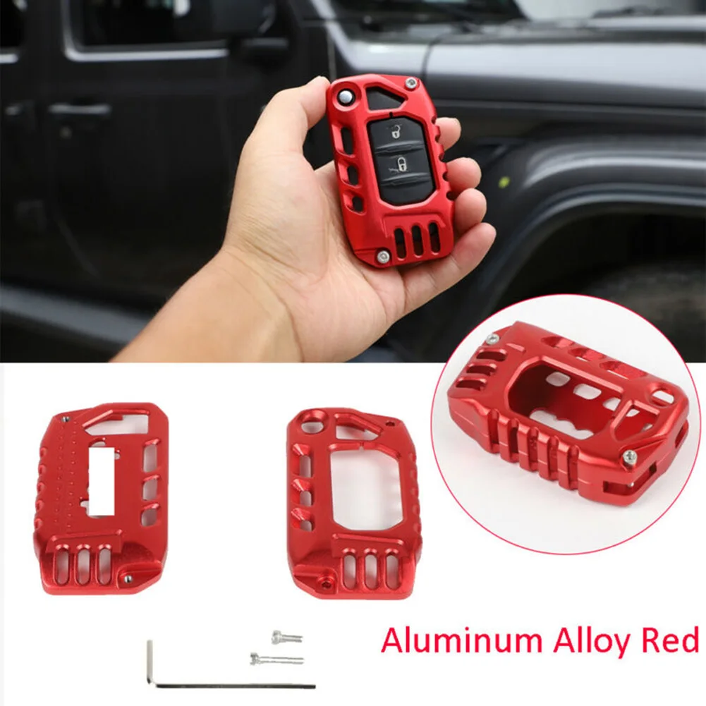 

New Arrival High Quality Red Alloy Key Cover Case Protector Shell For Jeep Wrangler JL JT Gladiator 2018+