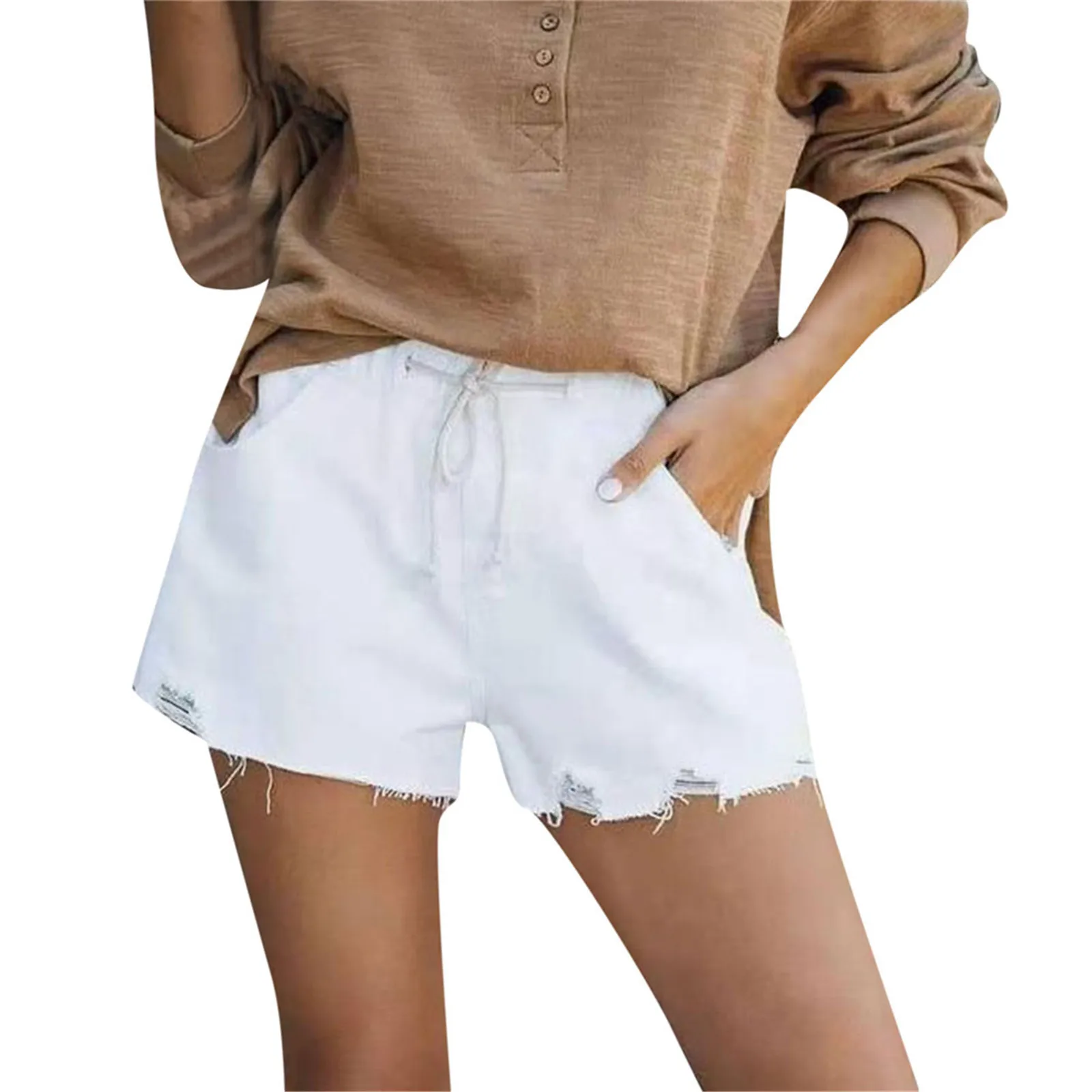 

New Fashion Womens Pocket Jeans Denim Pants Female Hole Bottom Sexy Casual Shorts Button Denim Clothing Streetwear брюки женские