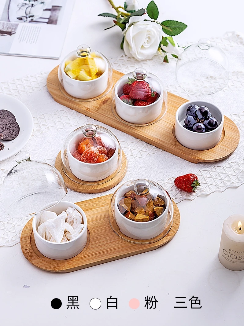 Японская посуда черная керамическая тарелка для десертов фруктов креативная