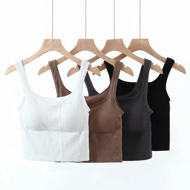 

Strapless Vest Female Sexy Base Inside Tops Casual Woman Soft Stretchy Short Camisole Spring Fashion Ladies Slim Knit
