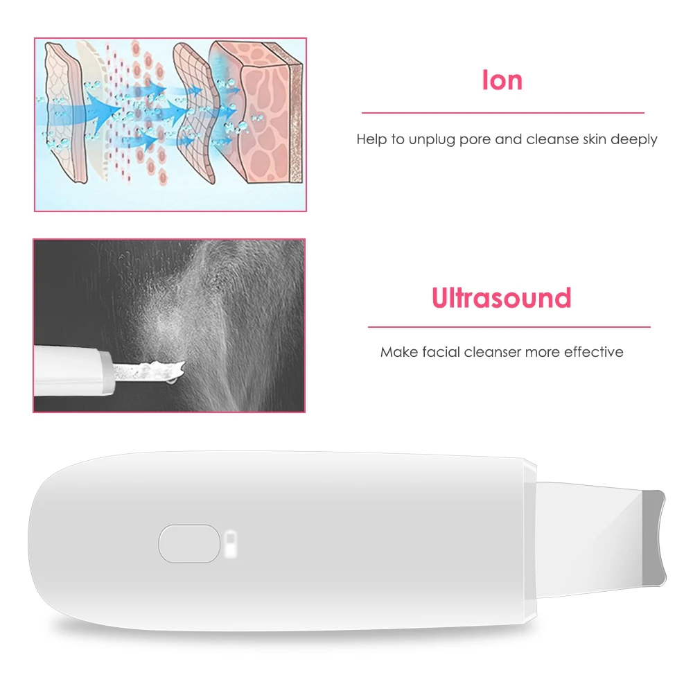 Перезаряжаемый ультразвуковой ионно-скраб для кожи лица очиститель Очищение