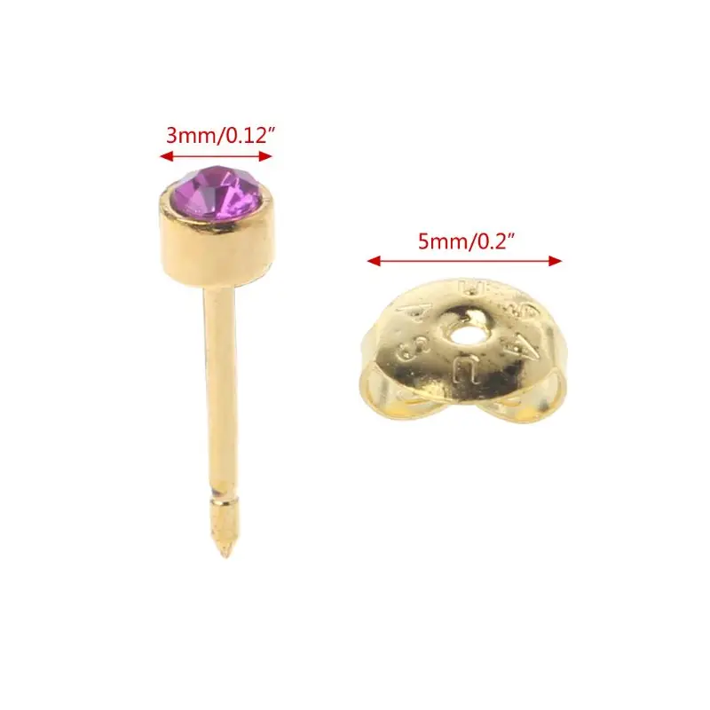 

12 Pairs Mini CZ Crystals Ear Studs Piercing Earrings Set Hypoallergenic Jewelry E56A