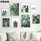 Кактус, пальма, монстера, лист, суккуленты, настенная Картина на холсте, скандинавские постеры и принты, настенные картины для гостиной, домашний декор