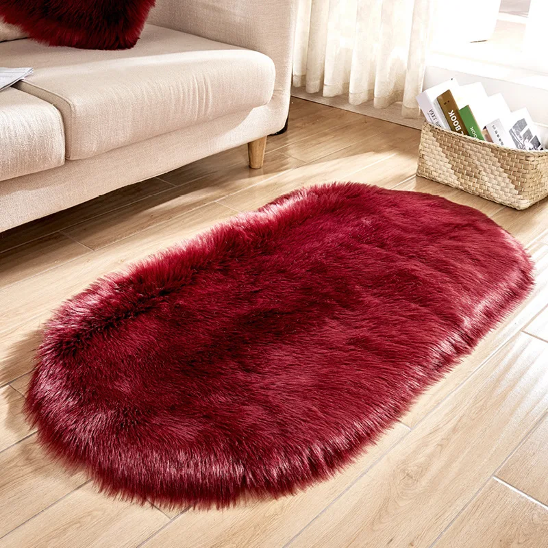Fur Artificial Sheepskin Hairy Carpet Living Room Bedroom Rugs Skin Plain Fluffy Area Washable Faux Mat | Дом и сад