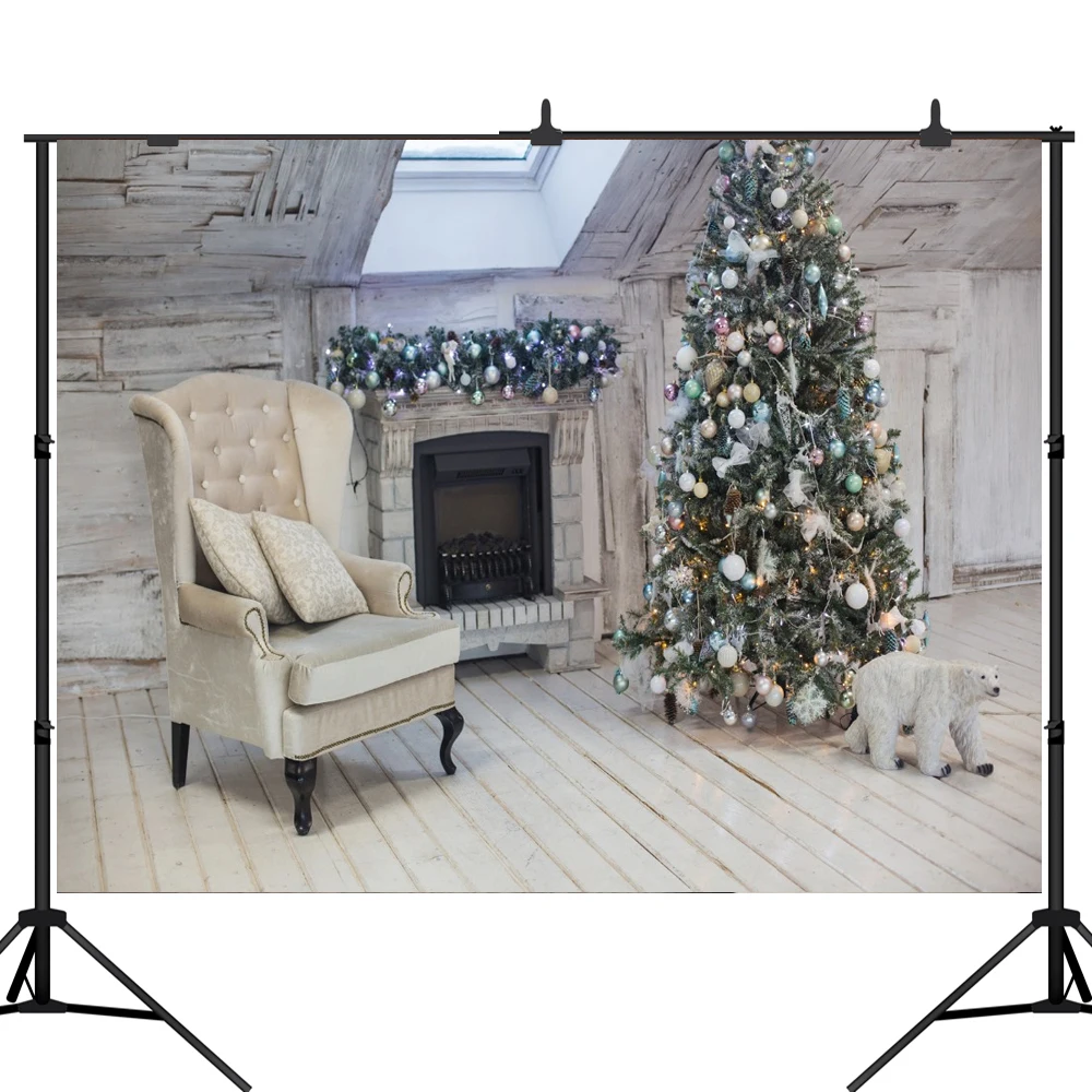 

Фон Lyavshi для фотосъемки детей с изображением рождественской елки полярного медведя