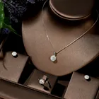 HIBRIDE модные роскошные круглые циркониевые Женские Ювелирные наборы с серебряным кристаллом серьги ожерелье свадебный комплект вечерние N-1426