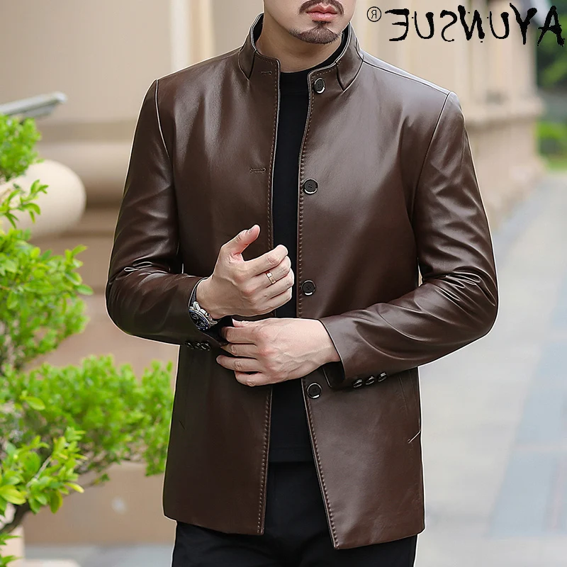

Men Mens Jacket Clothing Genuine Sheepskin Leather Autumn Coat Male 5XL 6XL Clothes 2021 Chaqueta Cuero Hombre LXR775