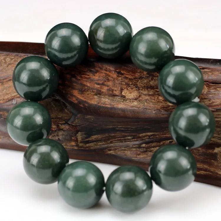 Круглые бусины из натурального нефрита браслеты Tianqing зеленый нефритовый браслет