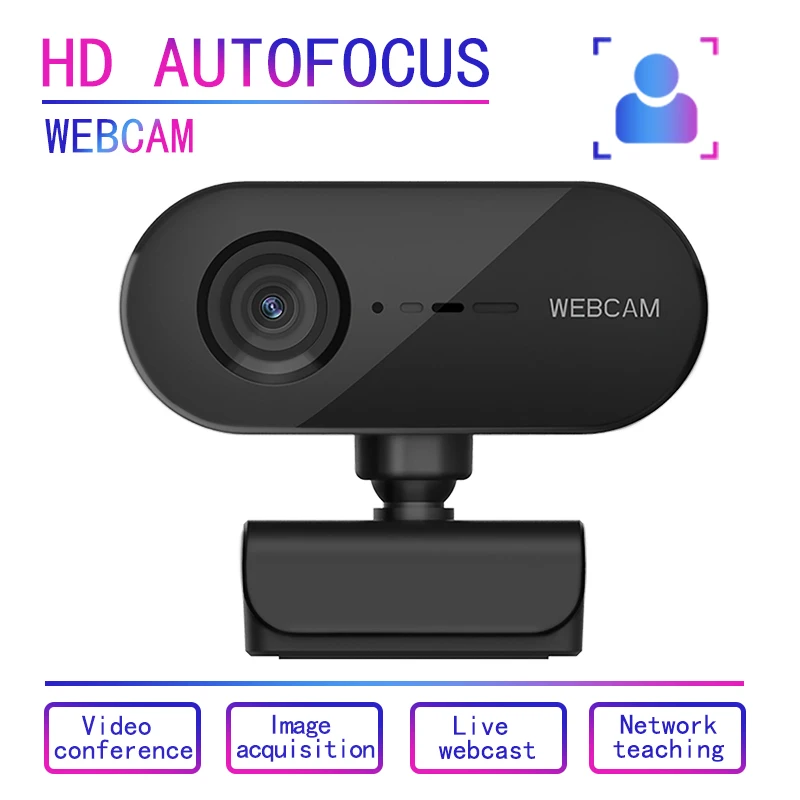 

HD 1080P Webcam Computer PC Mini WebCamera With Microphone Auto Focus Cameras For Live Broadcast Video Calling Conference Black