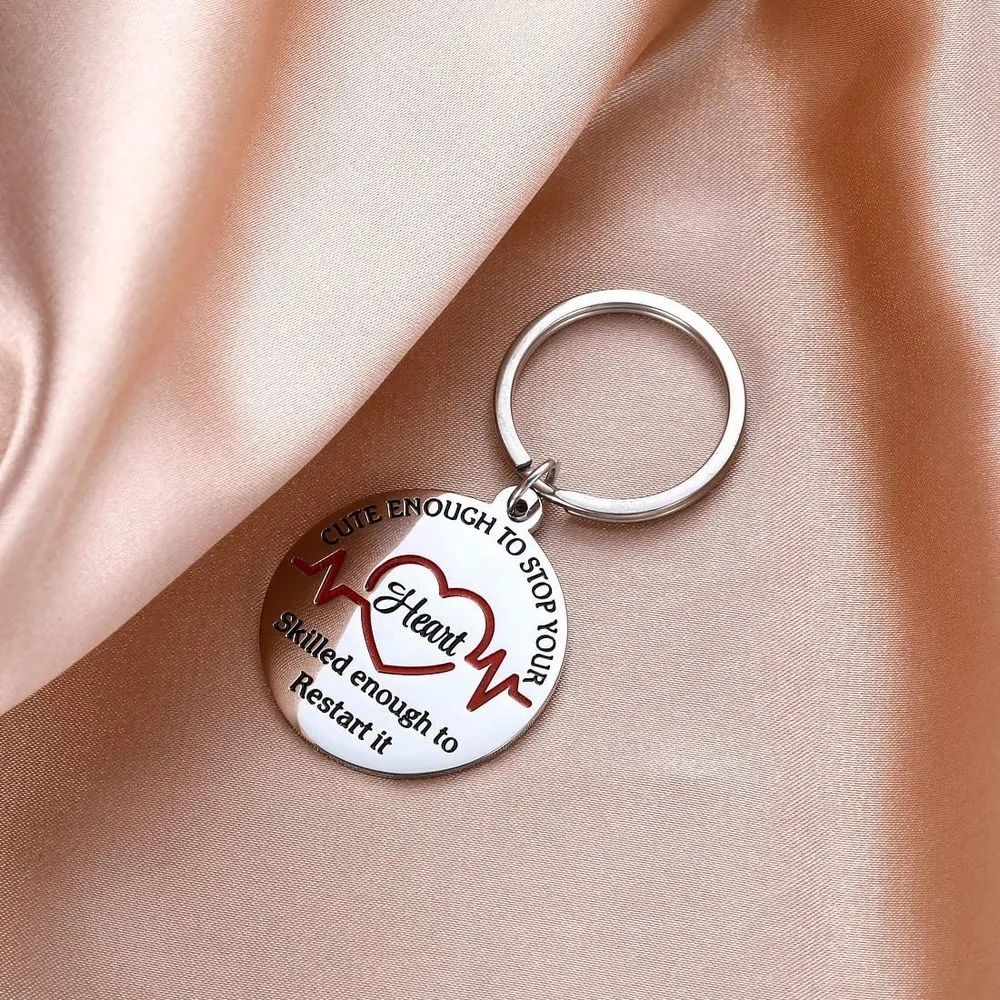 Nurse Gift Idea Keychain for Women Men Nursing Day Weeks Cute Enough to Stop Your Heart Practitioner Students | Украшения и