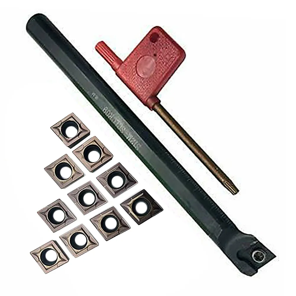 

SCLCR Lathe Boring Bar Turning Tool Holder Indexable 10*CCMT09T304 Inserts Blades Wrench Set For Workshop Accessories