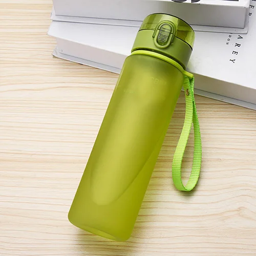 Frosted green 400 560 800 1000 мл многоцветная креативная пластиковая бутылка для воды для спорта на открытом воздухе герметичная чашка для прогулок и путешествий предметы домашнего обихода - Цвет: Frosted green