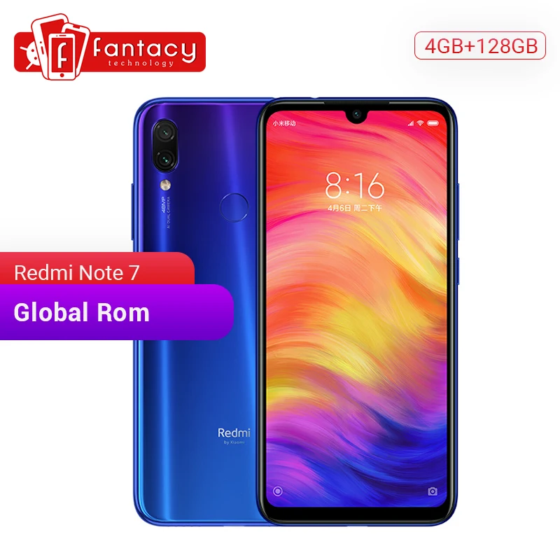 Xiaomi Redmi Note 7 с глобальной прошивкой 4 Гб 128 ГБ Восьмиядерный процессор Snapdragon 660