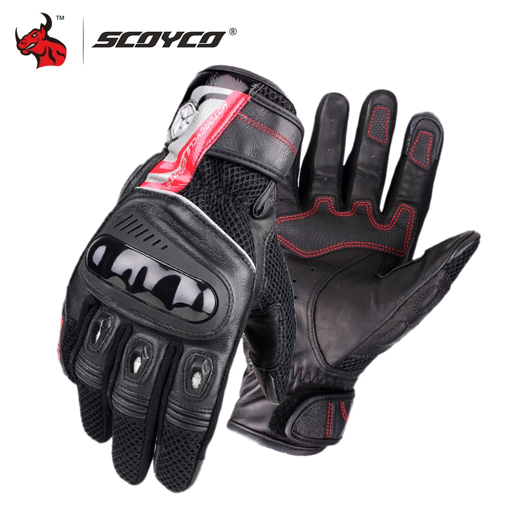 Перчатки для мотокросса SCOYCO дышащие кожаные перчатки черные