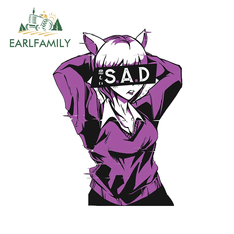 

EARLFAMILY 13 см x 9,8 см для грустного аниме-девушки, автомобильная наклейка, устойчивая к царапинам наклейка на мотоцикл, лобовое стекло, автомоби...