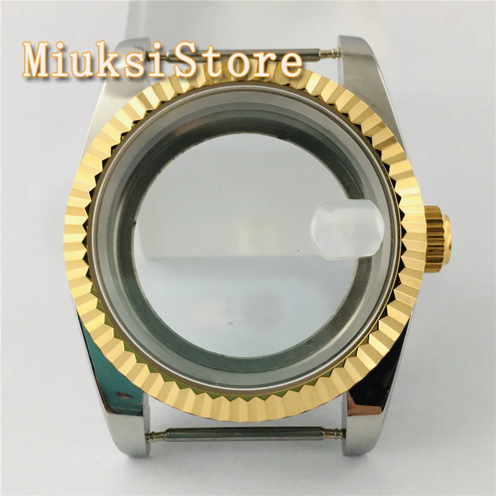 

40mm Sapphire Glass Sterile Silver Gold Watch Case Fit NH35 NH36,ETA 2836,DG 2813/3804 Miyota 8205/8215/821A Movement