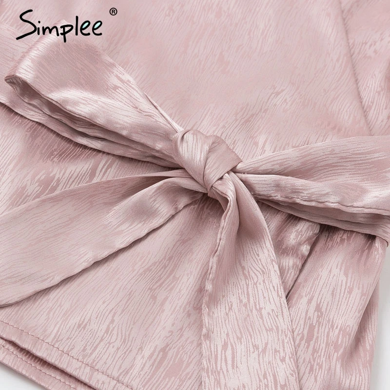 Simplee Sweet printed women blouse shirt Elegant v neck sash bow tie female tops Puff sleeve autumn winter ladies blouses 2019 | Женская