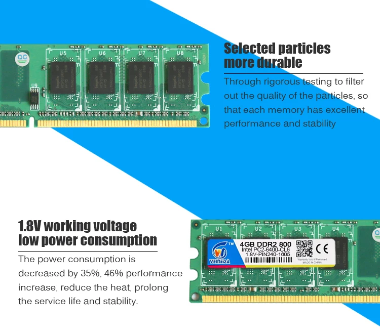 Veineda ddr2 PC2-6400 8 Гб 4x4 ГБ ddr2 800 МГц для intel и amd mobo настольная поддержка memoria 8 Гб ram DIMM